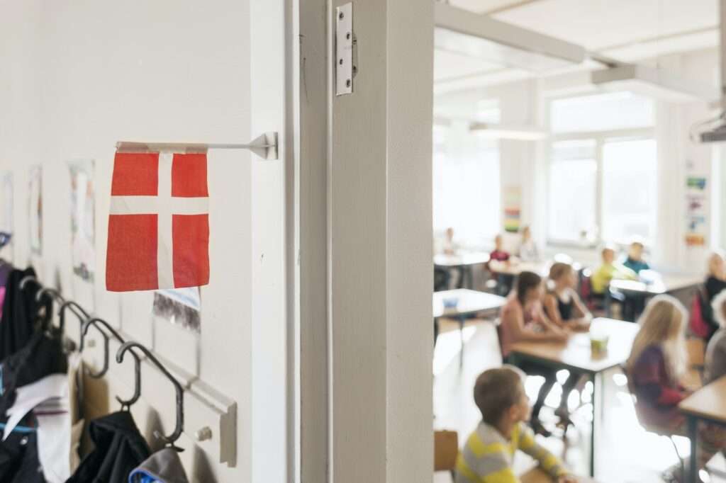 Denmark Flag outside classroom
